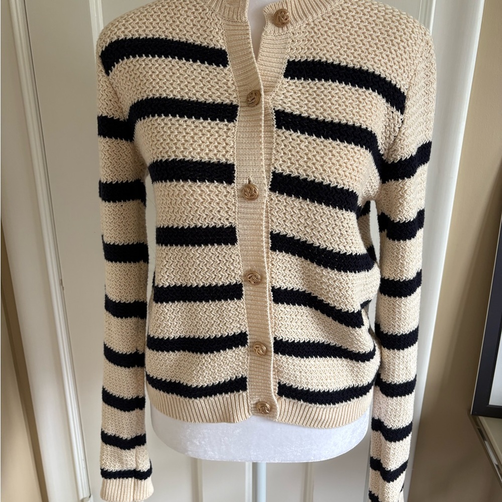 Heartloom Beige and Black Striped Cardigan